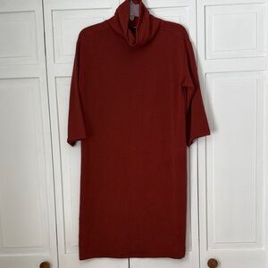 Loft Rust Cowl neck Ribbed Sweater Dress